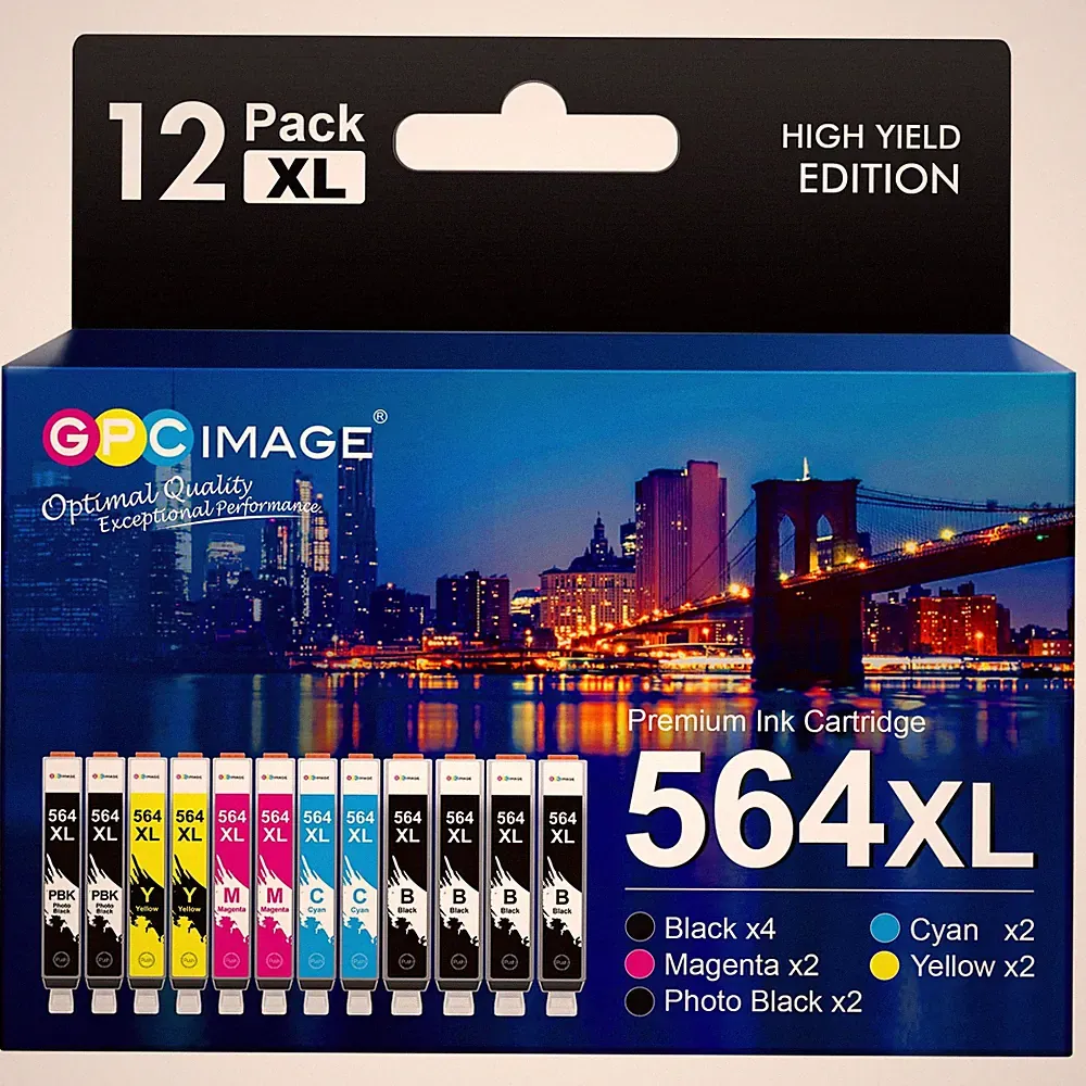 12 Pack 564XL Ink Cartridges Compatible for HP Printers Black Color Photo Ink