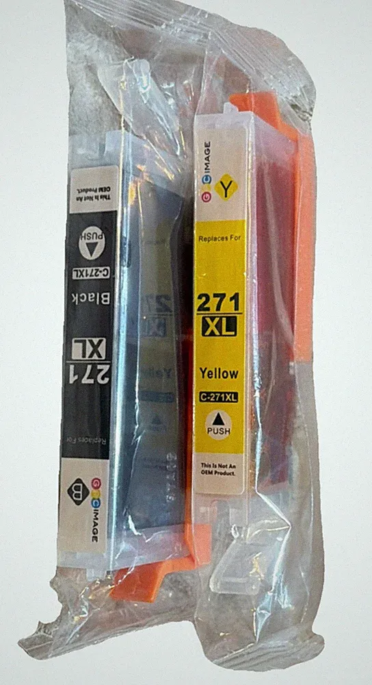 GPC Image 271XL Black & Yellow Ink Cartridge for Canon Inkjet Printers set of 2