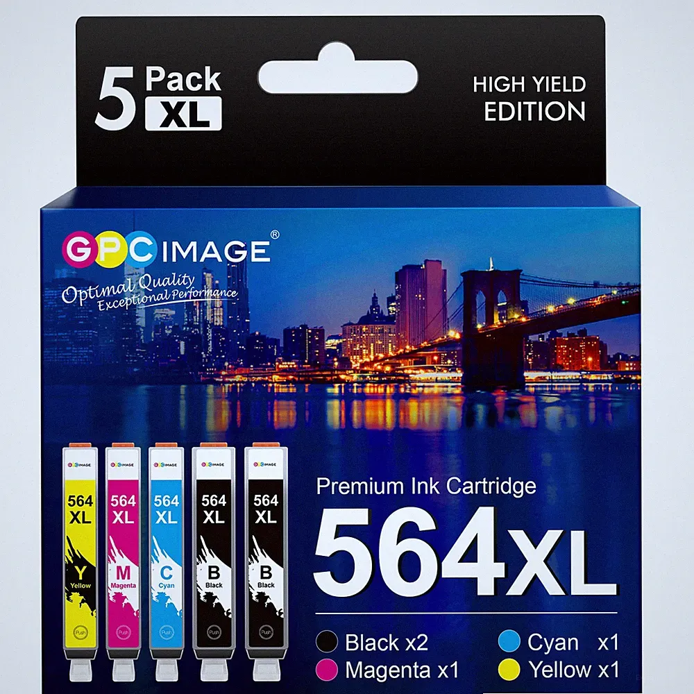 GPC Image 5 Pack Compatible Ink Cartridges HP 564XL Black Cyan Magenta Yellow