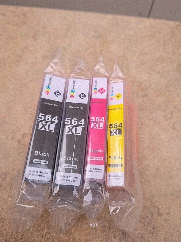GPC Image 564 XL Ink Cartridge 4 Pack (2)Black,Yellow, Magenta ~ New ~ Free Ship