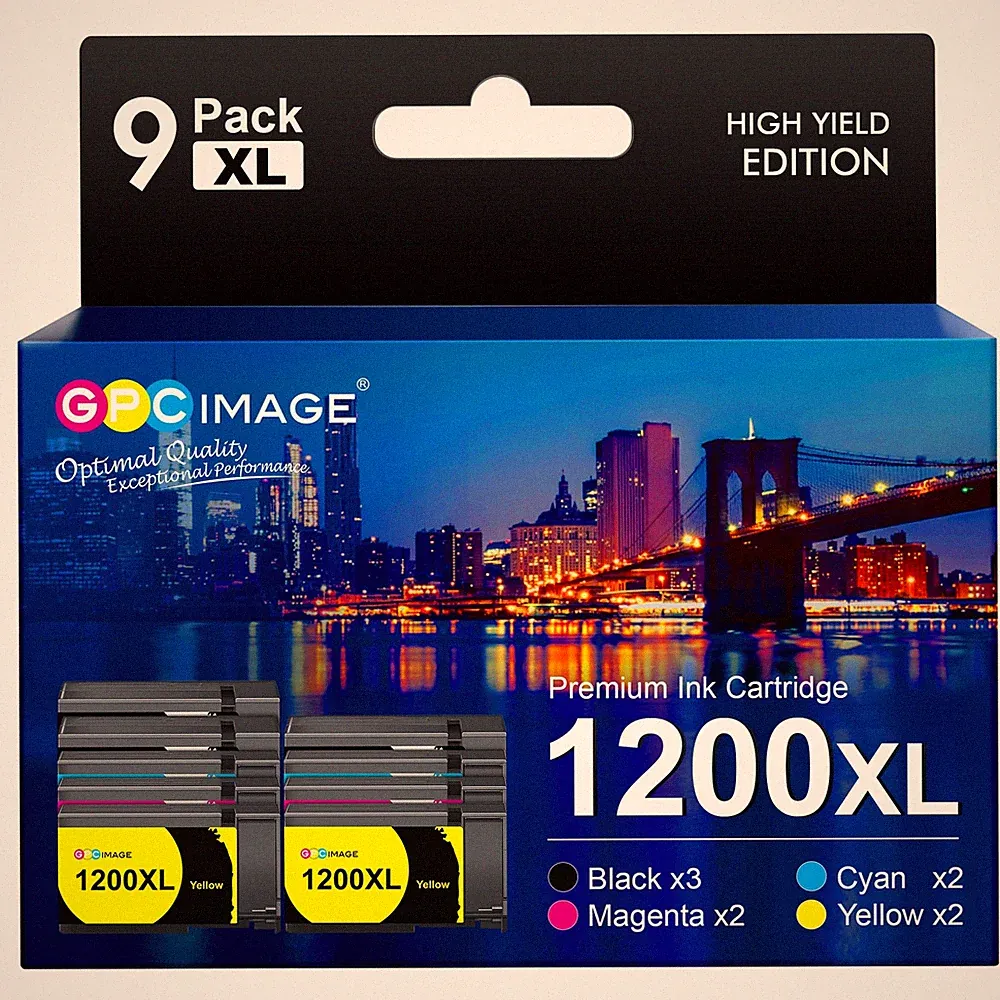 GPC Image 9 Pack Compatible Ink Cartridges for 1200XL Printers Black Color